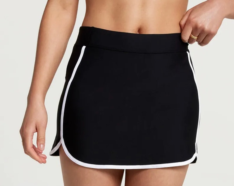 Calia Mid Rise Utility Swim Skort Xl Extra Large Black White Trim Athletic Swim
